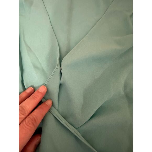 NWT Women L Halogen light sea green wrap blouse top long sleeve - Picture 5 of 13